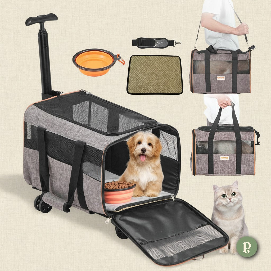 Pawseya Airline-Approved Pet Carrier (with Wheels)